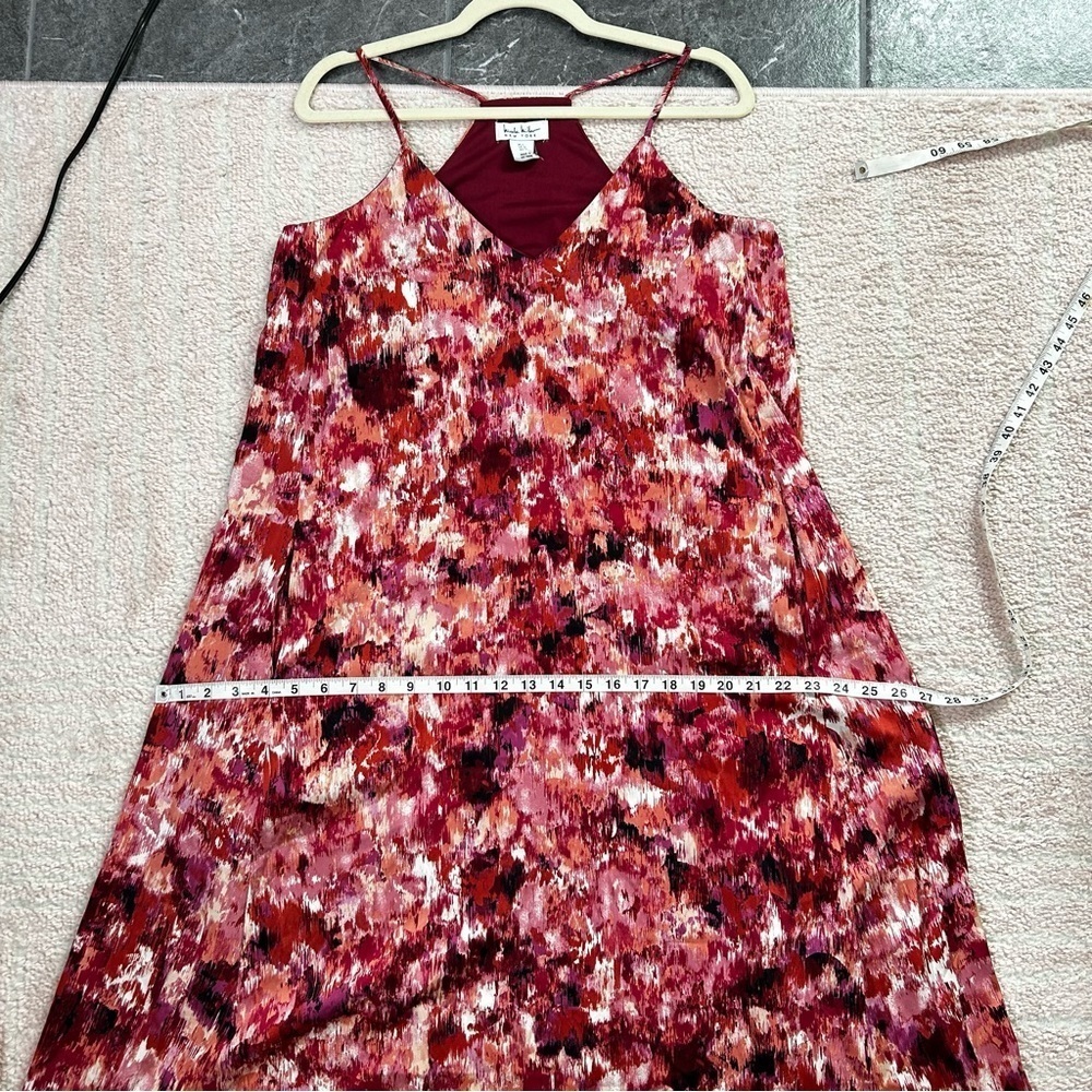 Nicole‎ Miller Abstract Maxi Trapeze Dress Maroon Pink Coral Size Large Event - Picture 8 of 11
